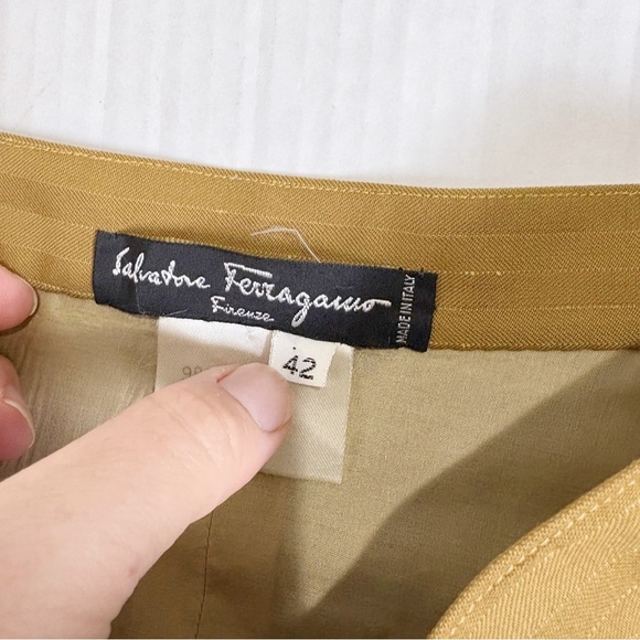 Salvatore Ferragamo Vintage Wool Silk Tiered Box Pleat Midi Skirt Size Small XS - Picture 11 of 16